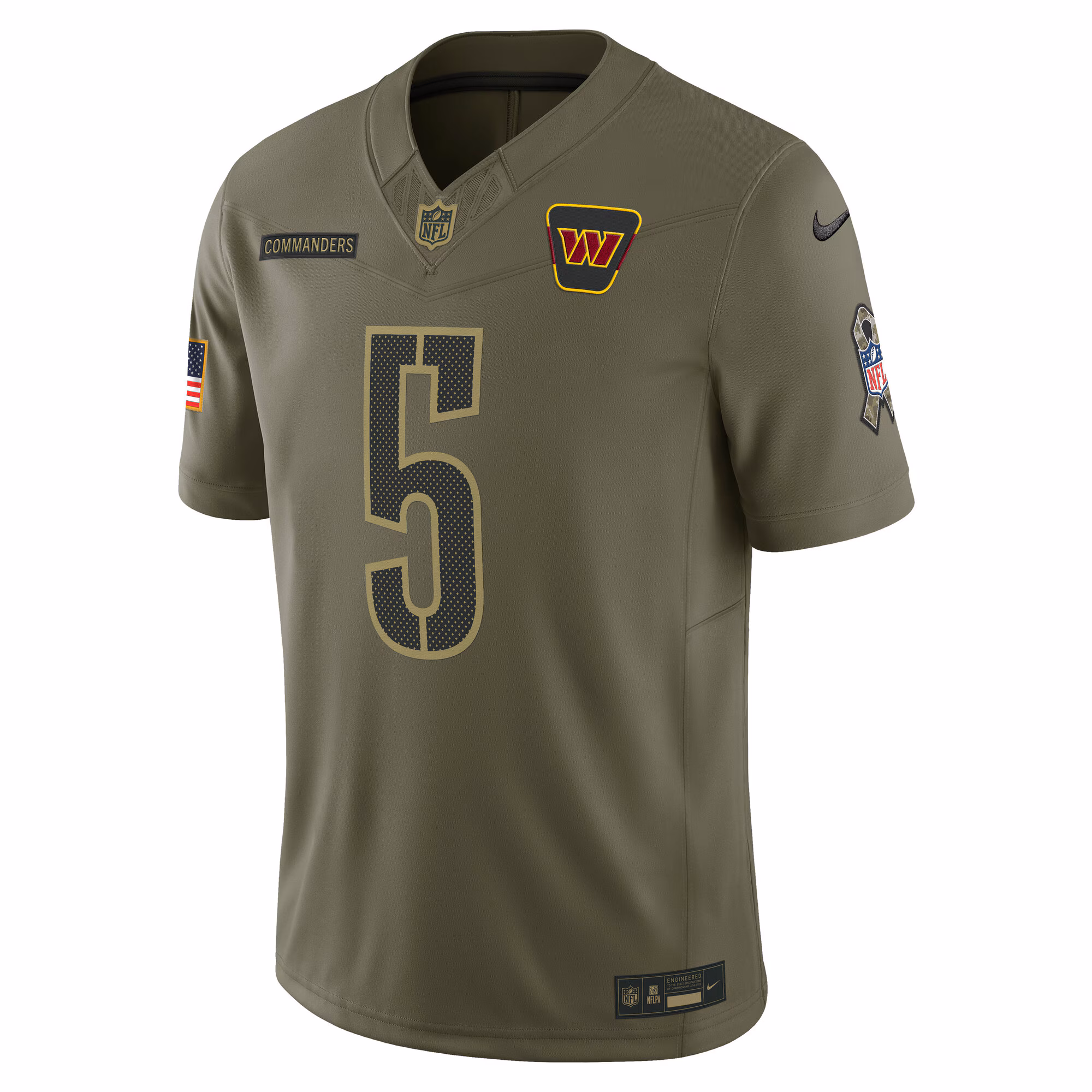 Men's Washington Commanders Jayden Daniels  Olive 2025 Salute to Service Limited Jersey