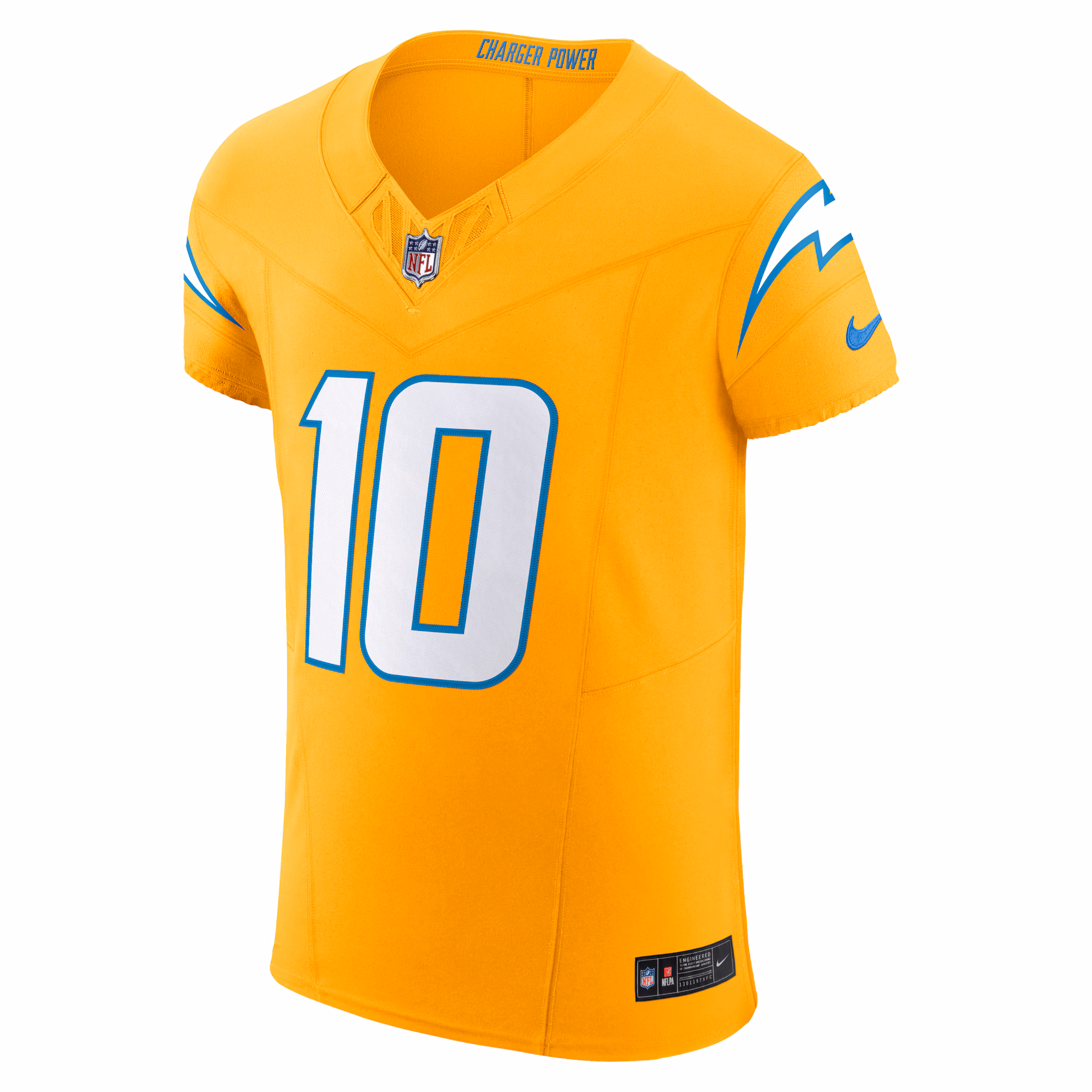 Men's Los Angeles Chargers Justin Herbert  Gold Alternate Charger Power Vapor F.U.S.E. Elite Jersey