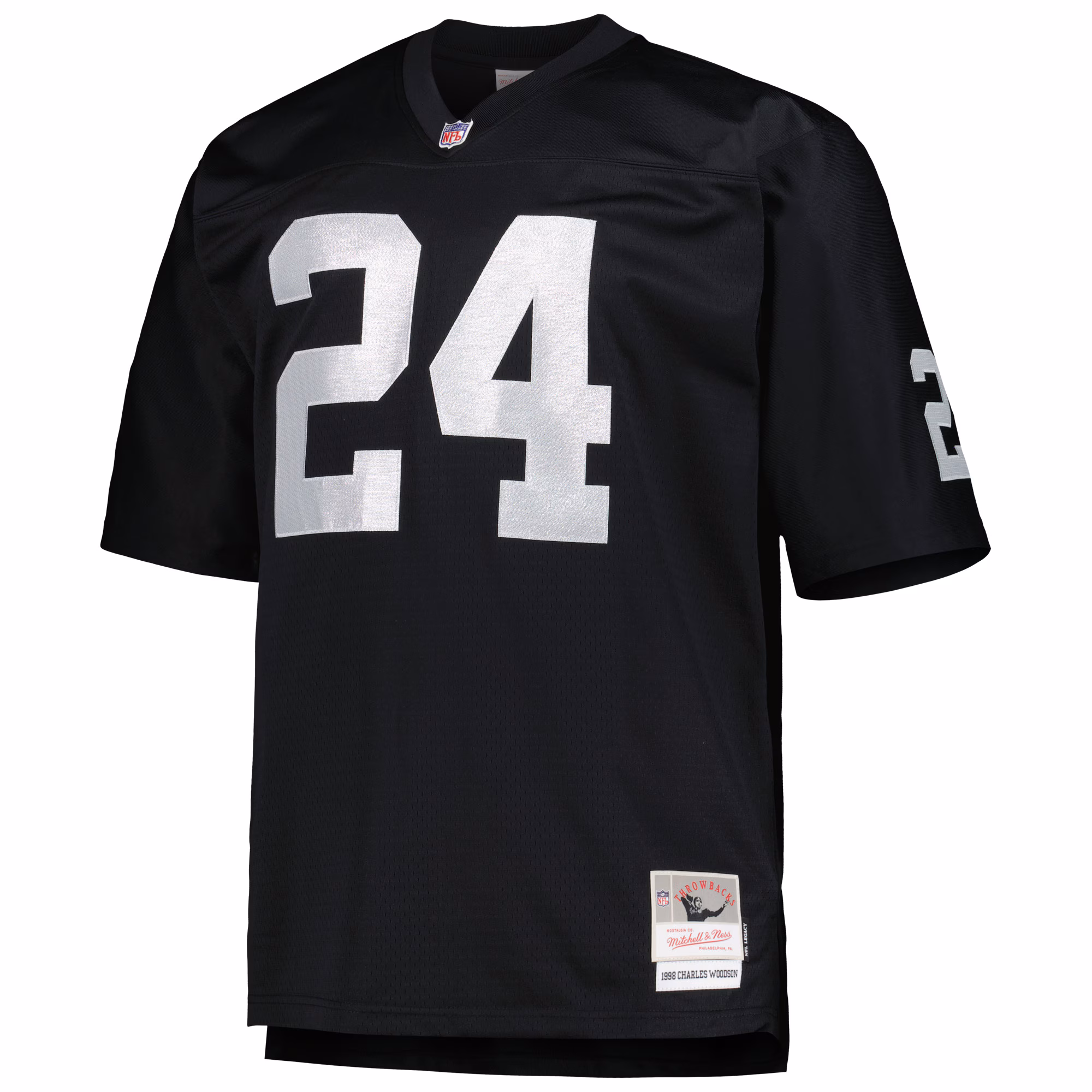 Men's Las Vegas Raiders Charles Woodson Mitchell & Ness Black Big & Tall 1998 Retired Player Replica Jersey