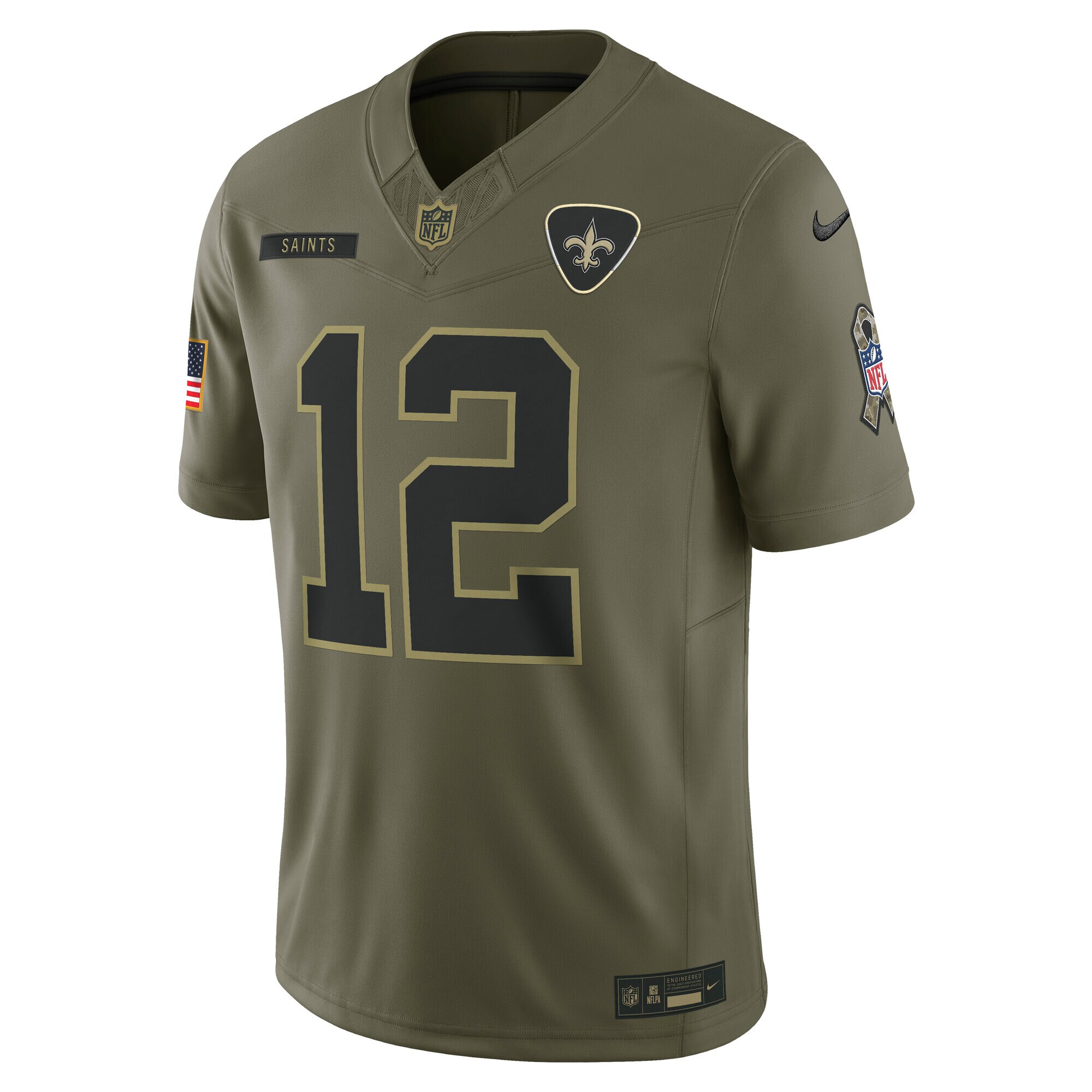 Men's New Orleans Saints Chris Olave  Olive 2025 Salute to Service Limited Jersey