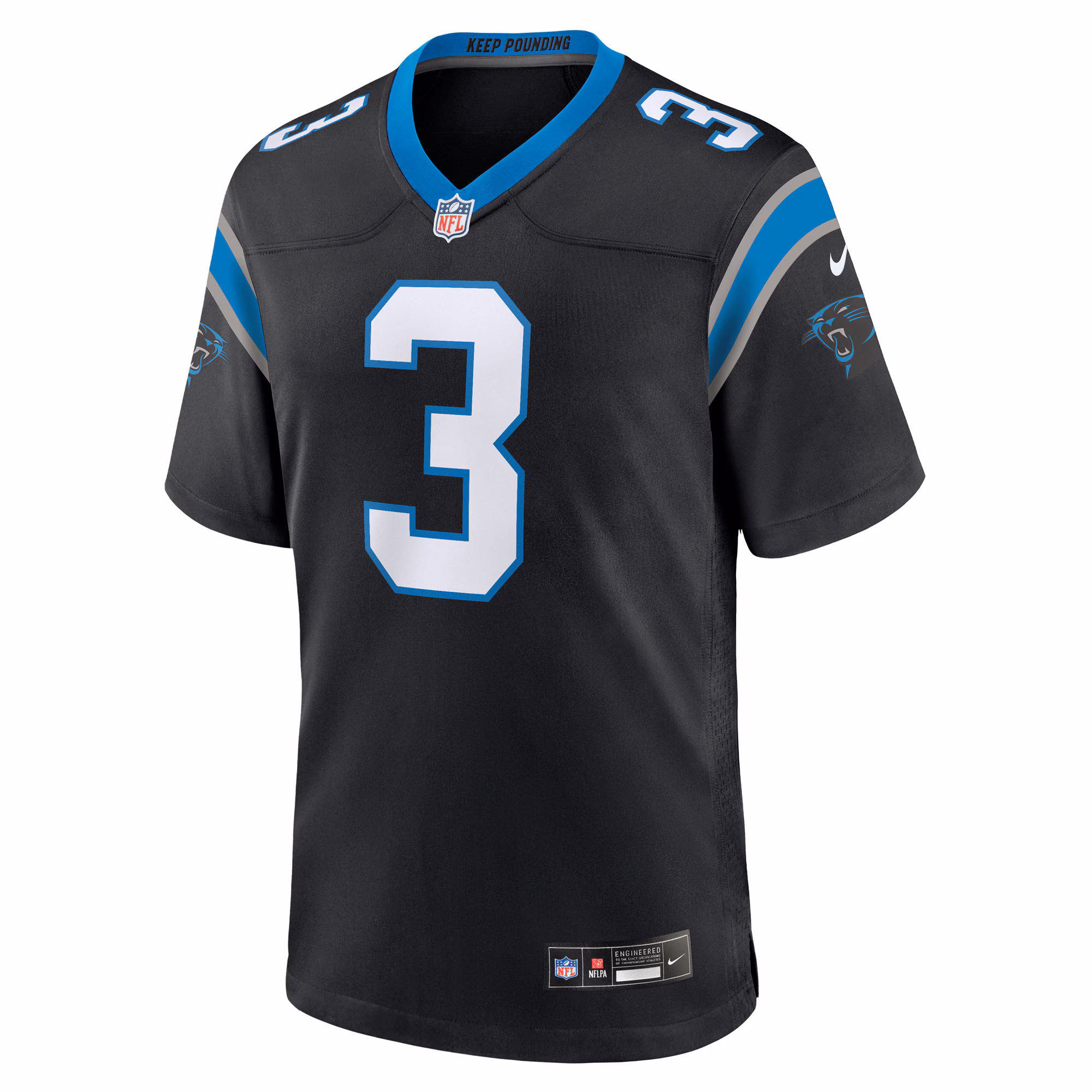 Men's Carolina Panthers Princely Umanmielen  Black Team Game Jersey