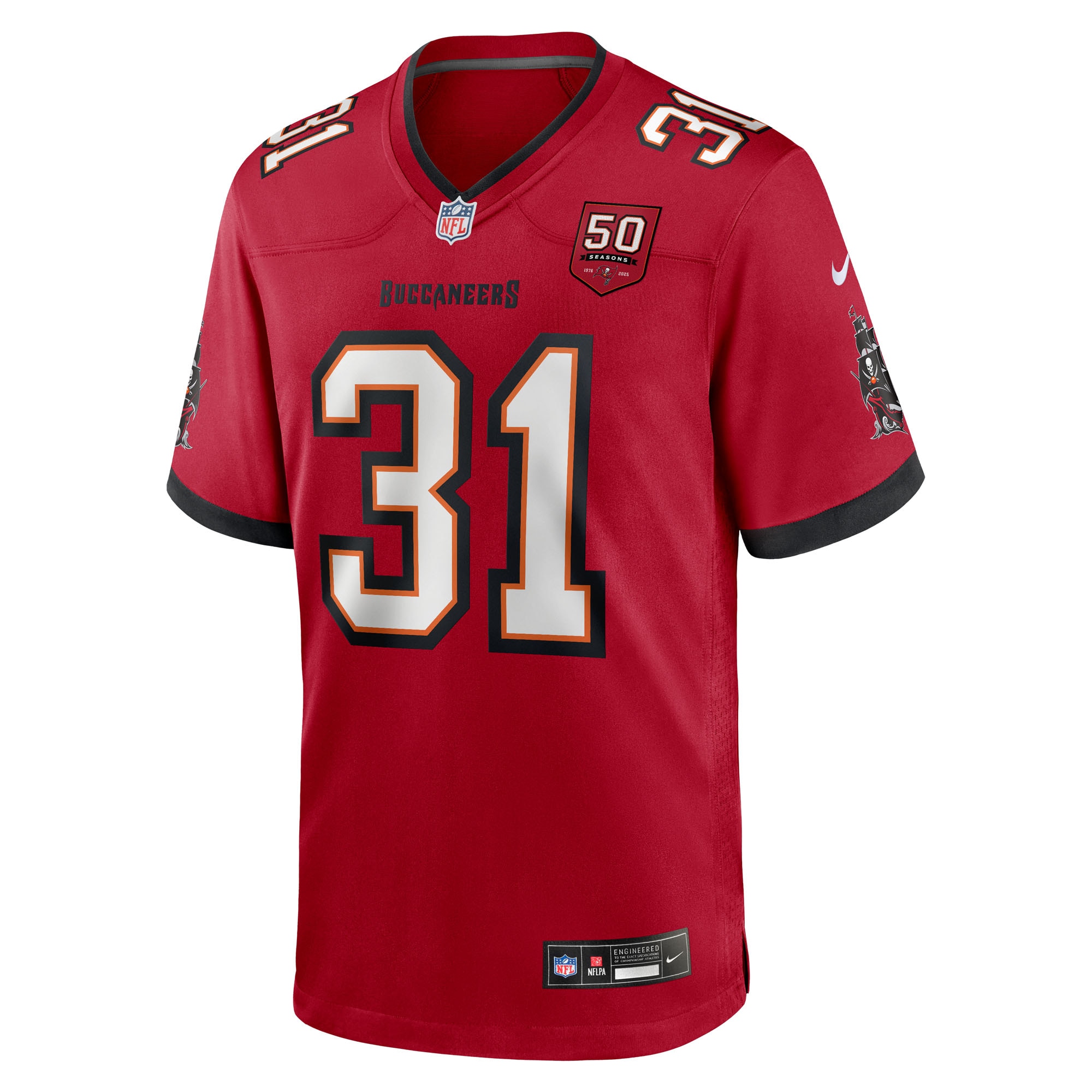 Men's Tampa Bay Buccaneers Antoine Winfield Jr.  Red 50th Season Team Game Jersey