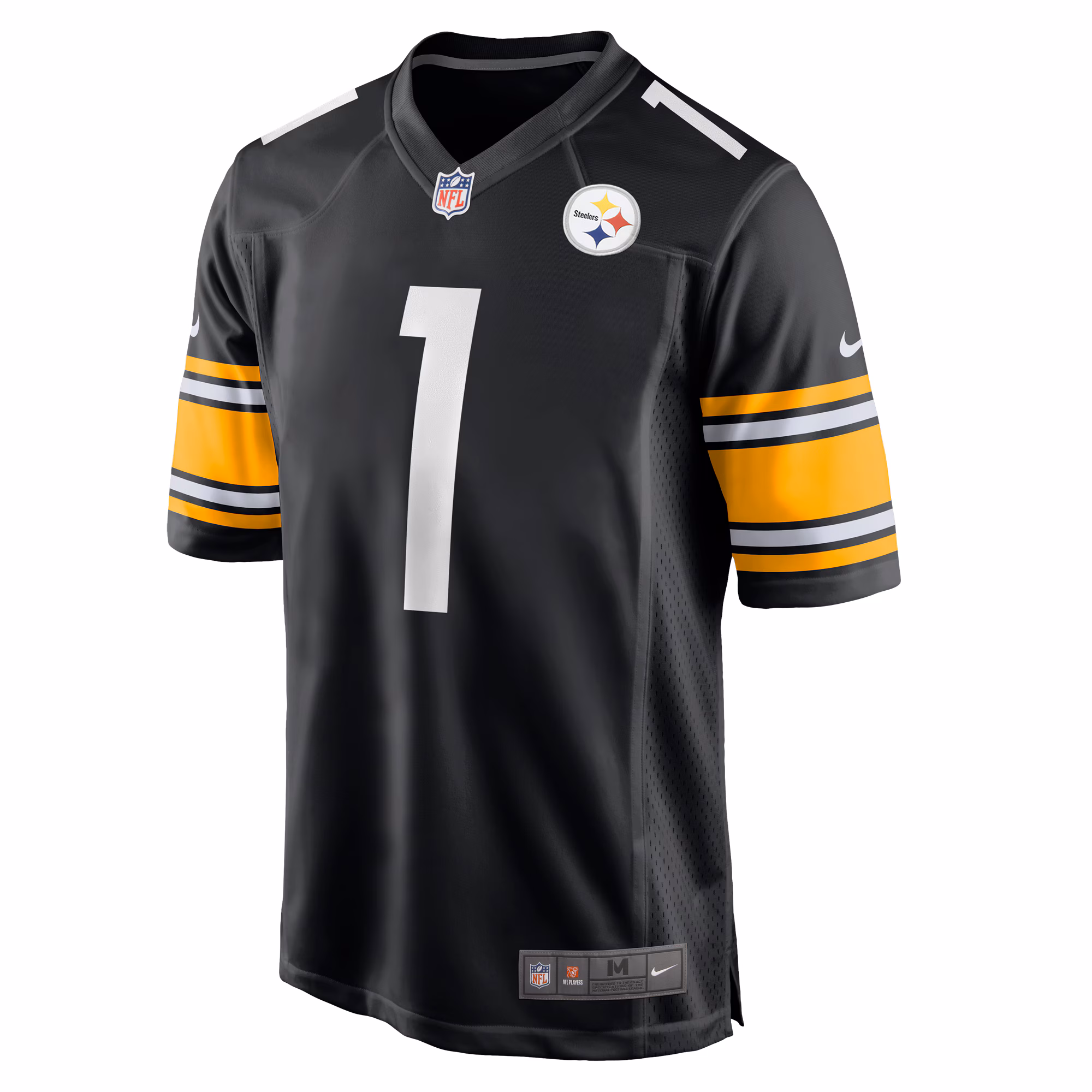 Men's Pittsburgh Steelers Number 1 Dad  Black Game Jersey