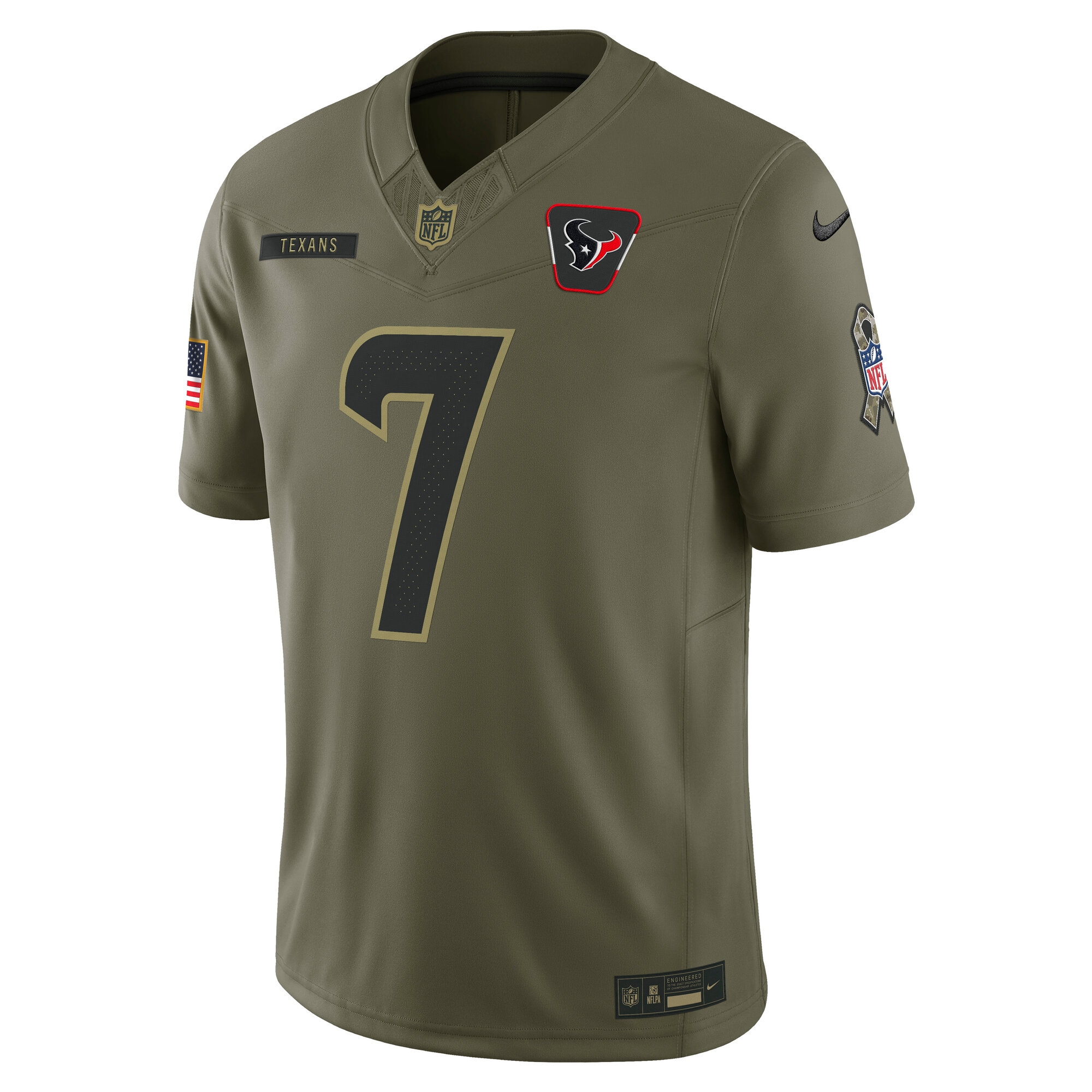 Men's Houston Texans C.J. Stroud  Olive 2025 Salute to Service Limited Jersey