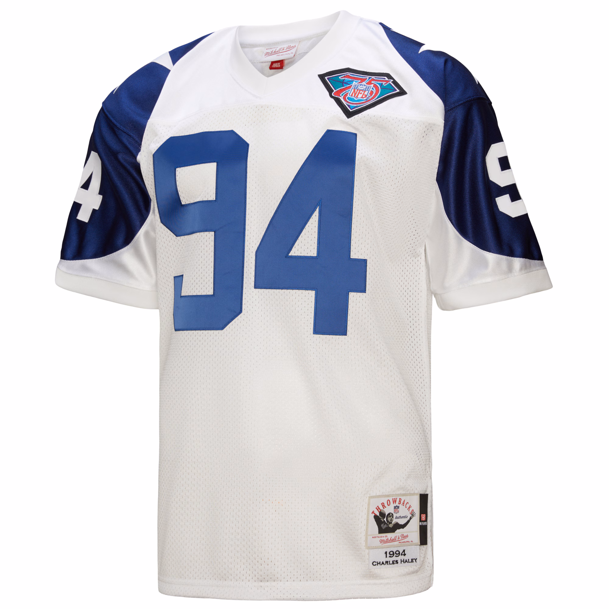 Men's Dallas Cowboys 1994 Charles Haley Mitchell & Ness White Authentic Throwback Retired Player Jersey