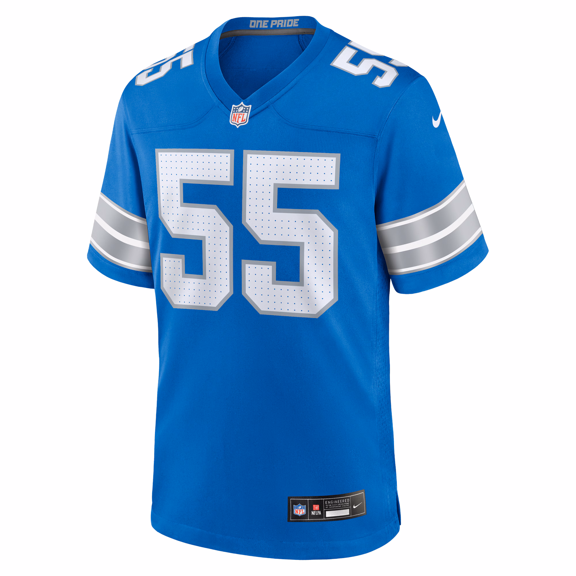 Men's Detroit Lions Derrick Barnes  Blue Team Game Jersey