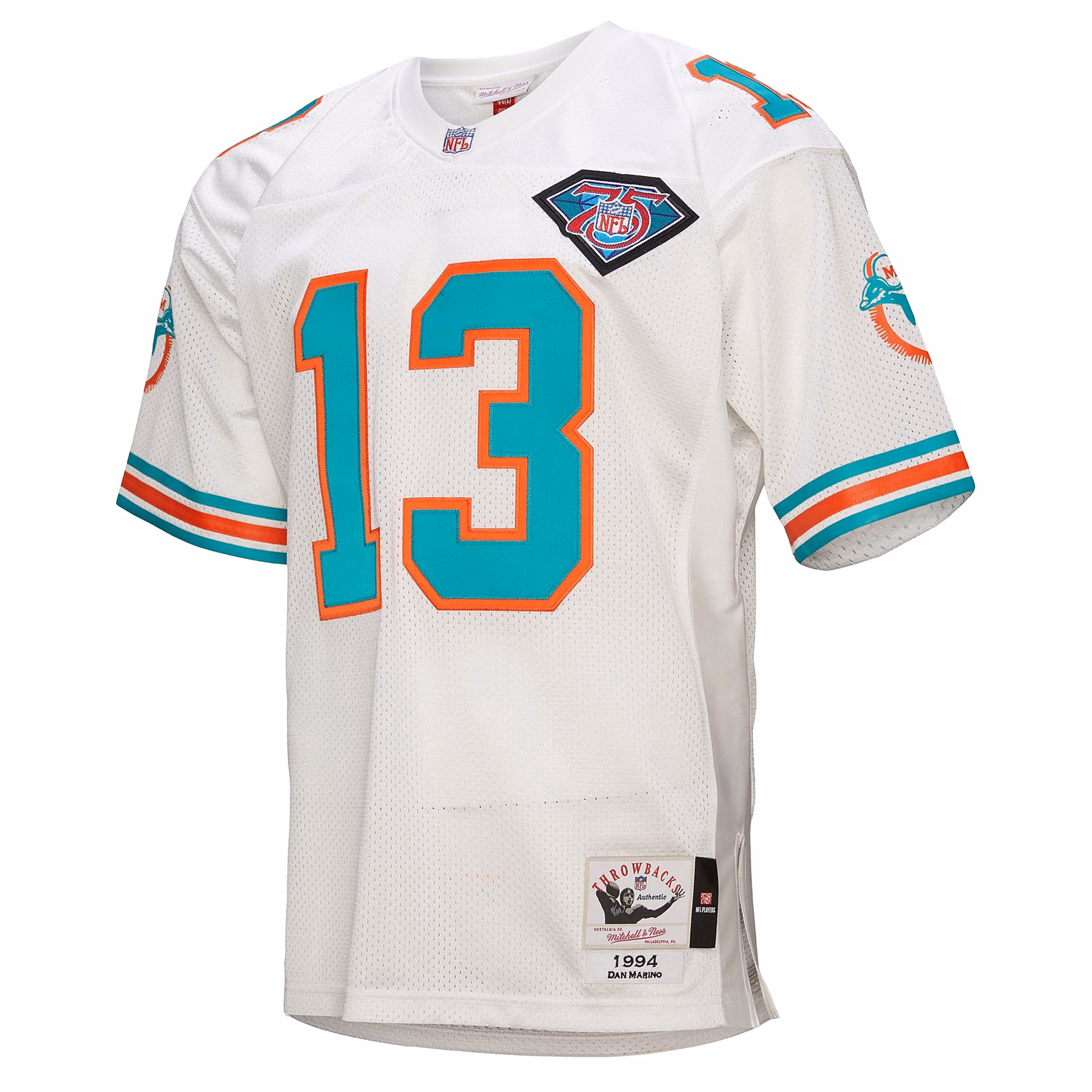 Men's Miami Dolphins 1994 Dan Marino Mitchell & Ness White Authentic Throwback Retired Player Jersey
