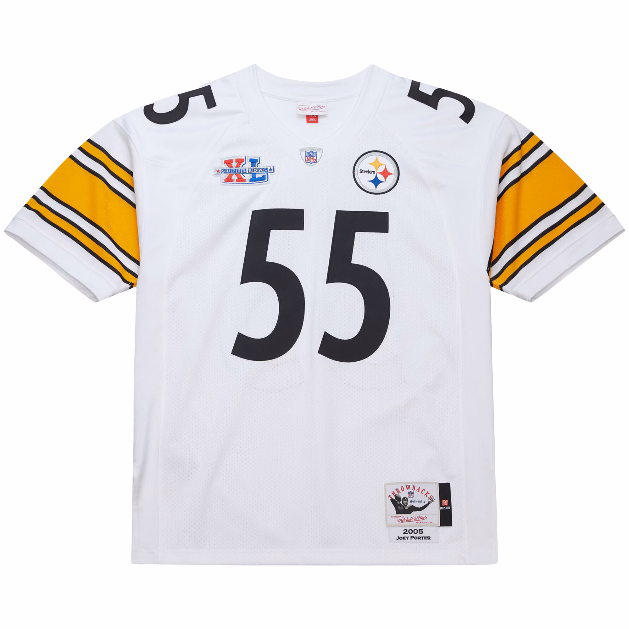 Men's Pittsburgh Steelers Joey Porter Mitchell & Ness White 2005 Authentic Throwback Retired Player Jersey