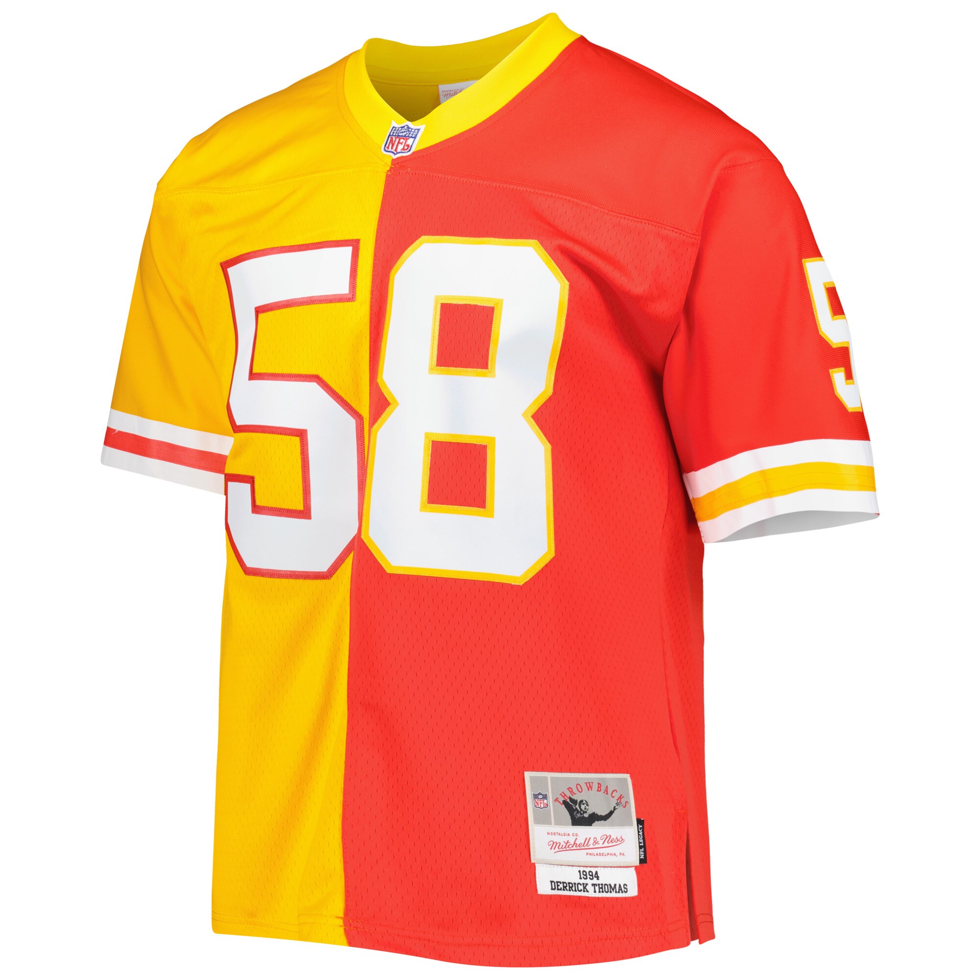 Men's Kansas City Chiefs Derrick Thomas Mitchell & Ness Red/Gold 1994 Split Legacy Replica Jersey