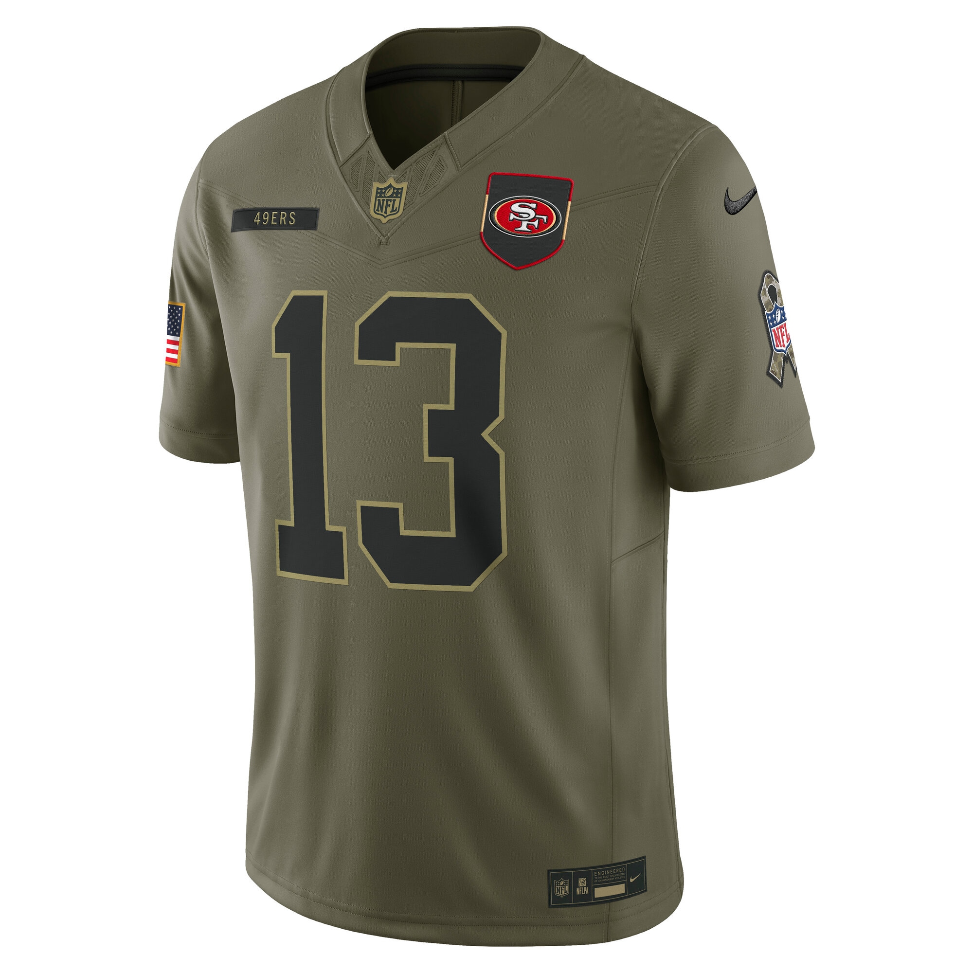 Men's San Francisco 49ers Brock Purdy  Olive 2025 Salute to Service Limited Jersey