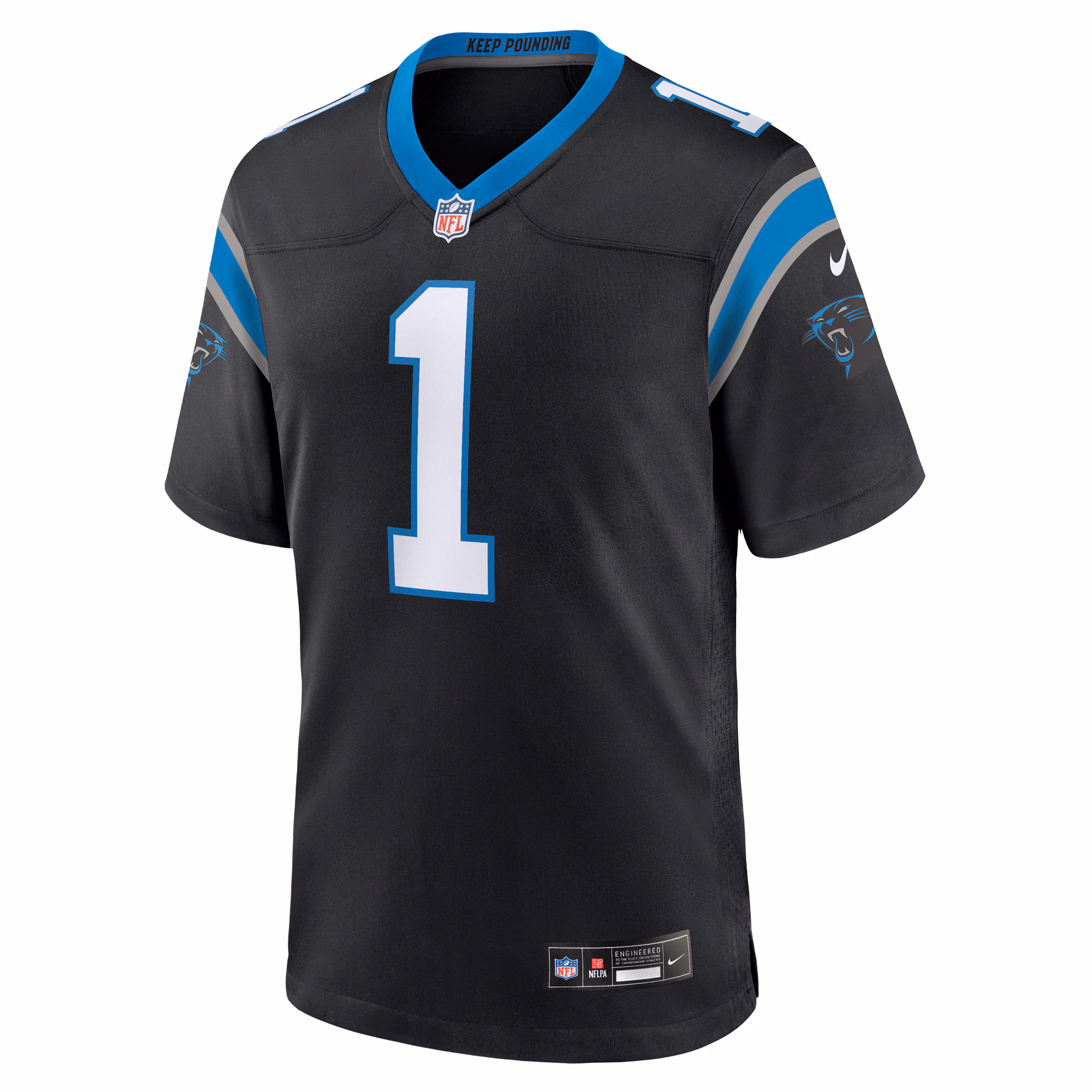 Men's Carolina Panthers Number 1 Dad  Black Game Jersey