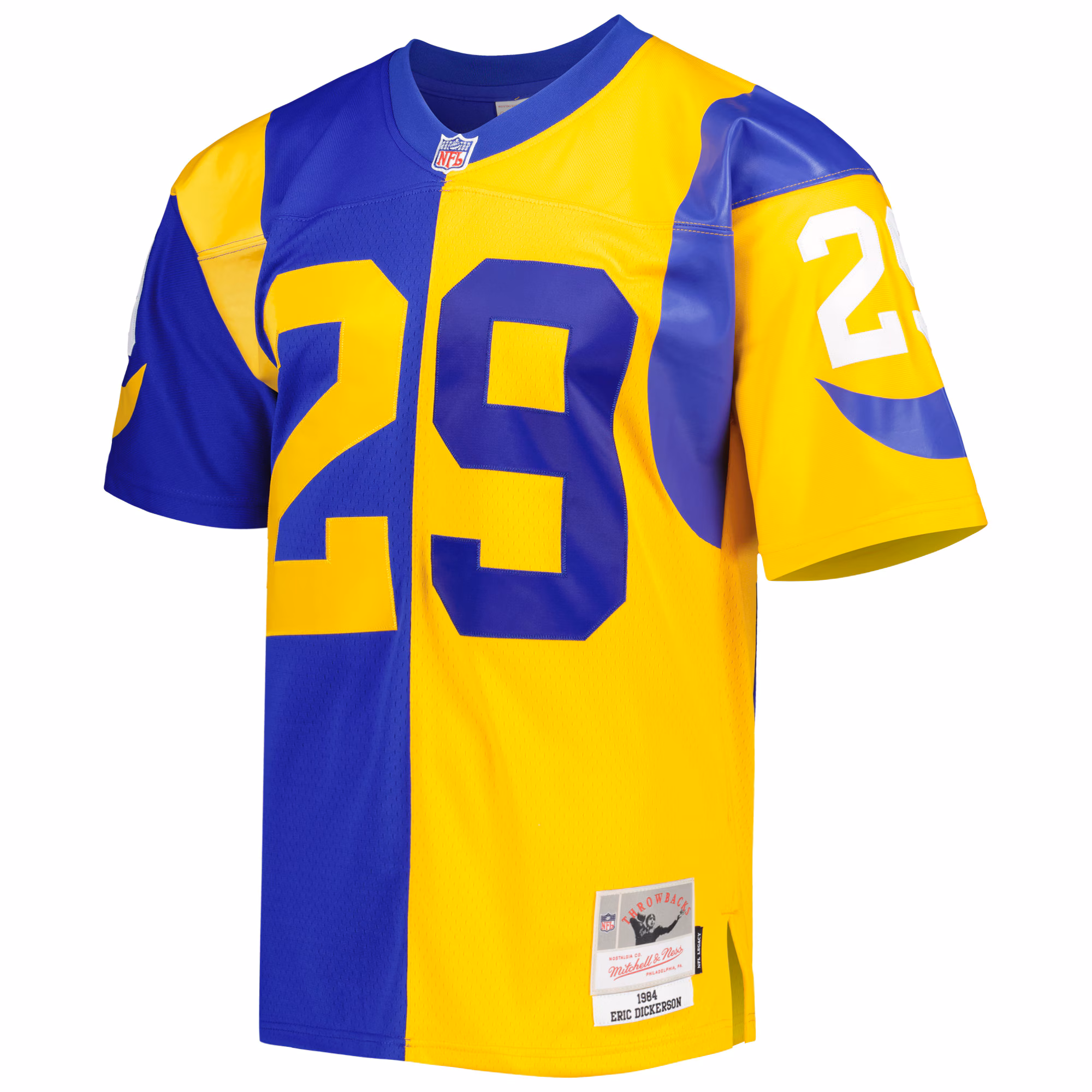 Men's Los Angeles Rams Eric Dickerson Mitchell & Ness Royal/Gold 1984 Split Legacy Replica Jersey