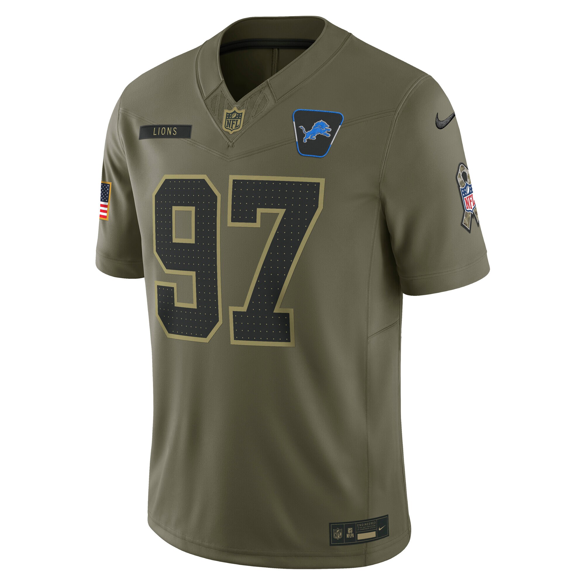 Men's Detroit Lions Aidan Hutchinson  Olive 2025 Salute to Service Limited Jersey