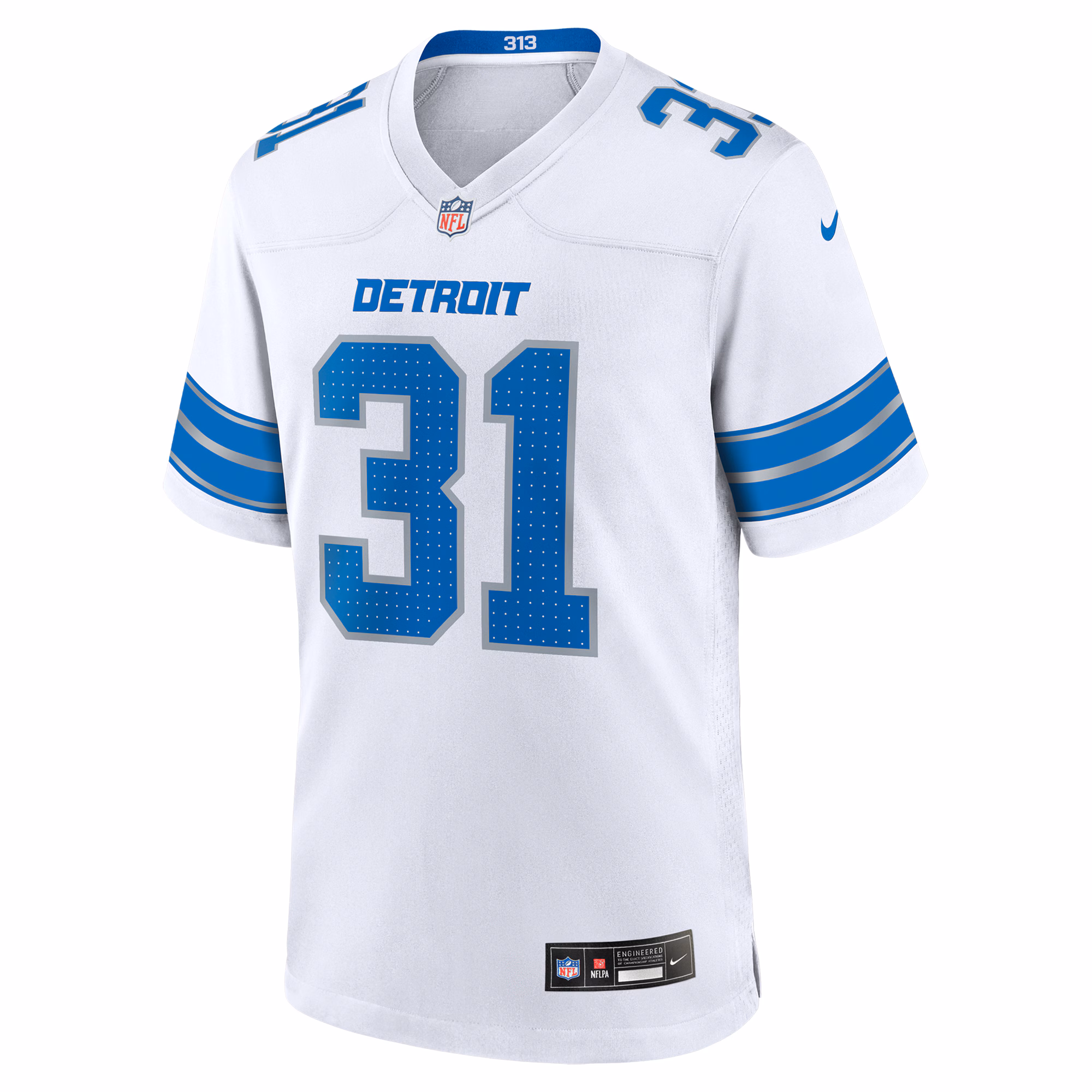 Men's Detroit Lions Kerby Joseph  White Game Jersey