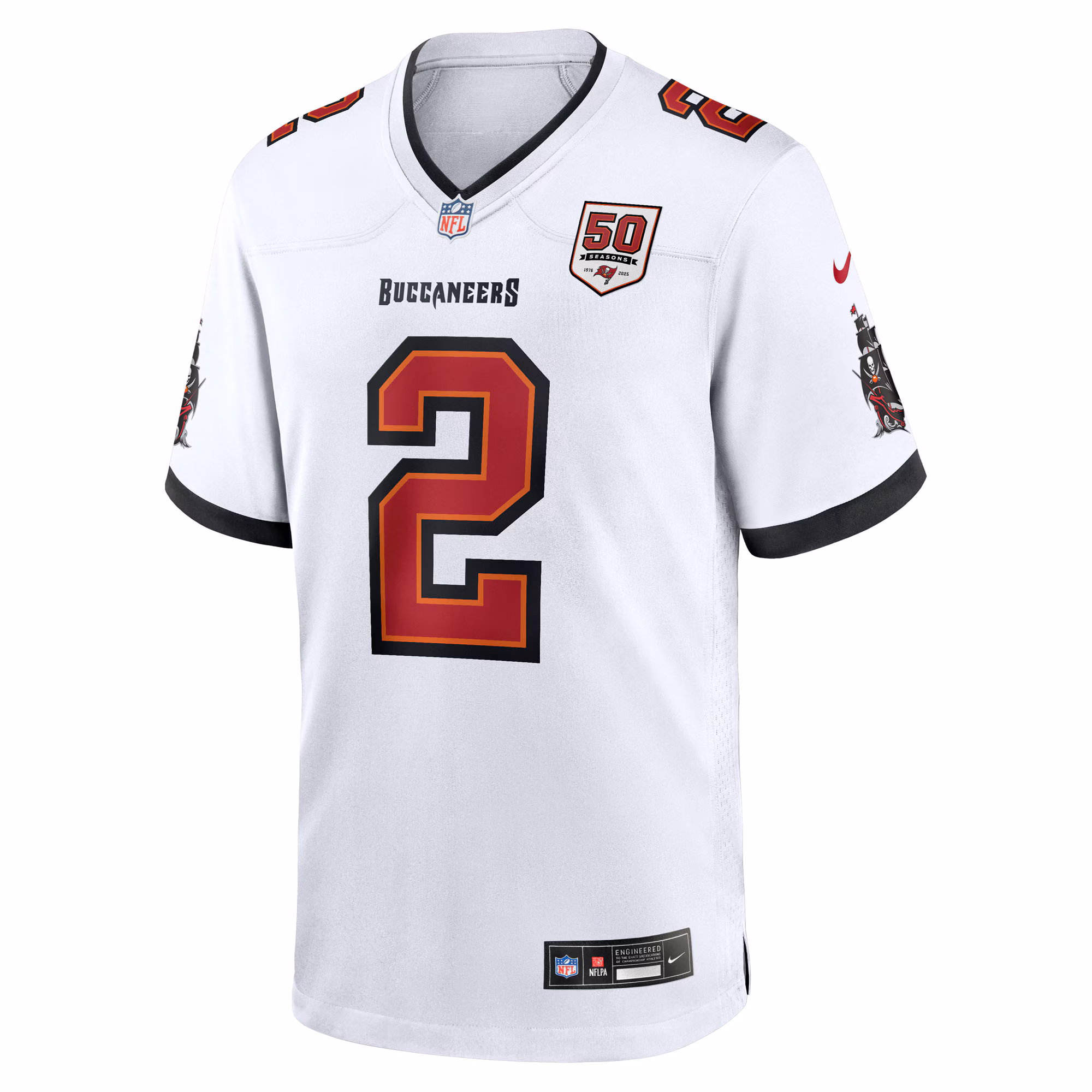Men's Tampa Bay Buccaneers Emeka Egbuka  White 50th Season Game Jersey