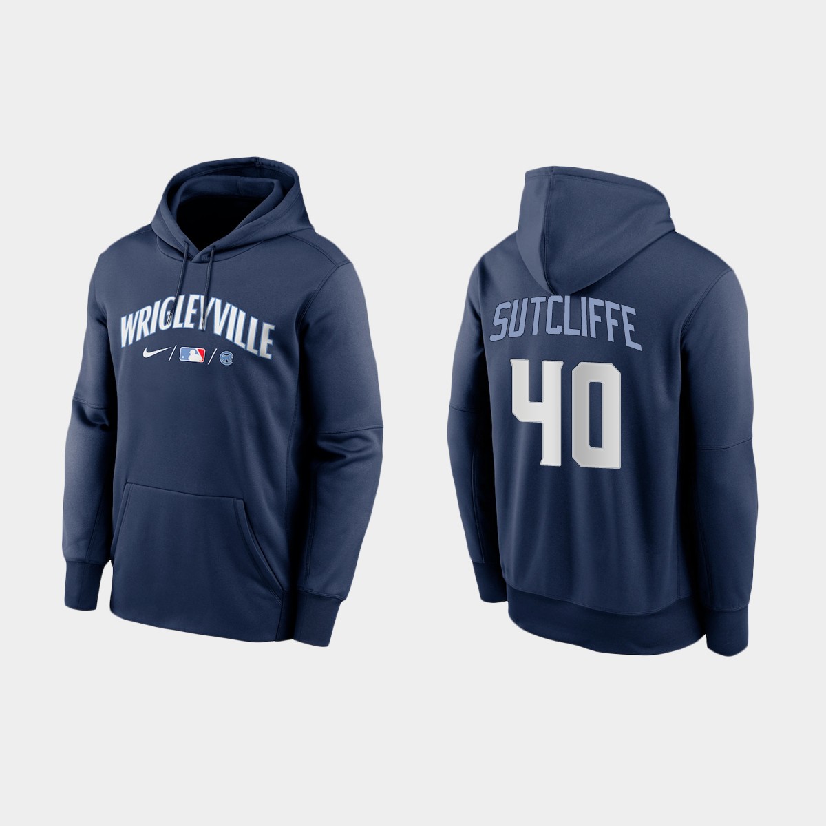Chicago Cubs #40 Rick Sutcliffe Men's 2021 City Connect Navy Therma Hoodie cheap jerseys for sale - CheapJerseys.Shop