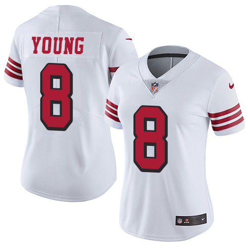 49ers #8 Steve Young White Rush Women's Stitched Vapor Untouchable Limited Jersey cheap jerseys for sale - CheapJerseys.Shop