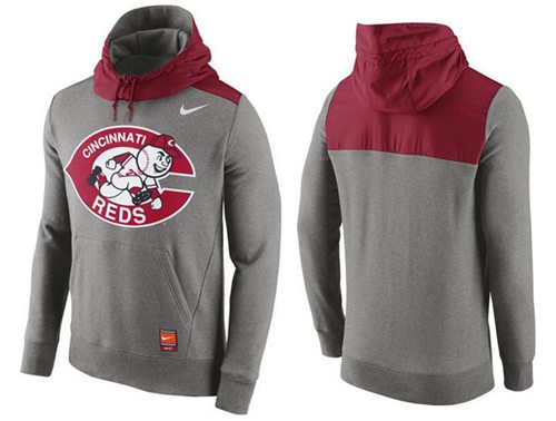 Men's Cincinnati Reds Gray Cooperstown Collection Hybrid Pullover Hoodie cheap jerseys for sale - CheapJerseys.Shop