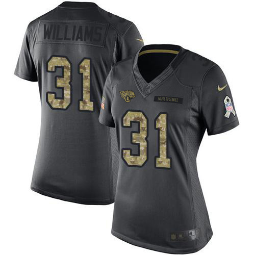 Jaguars #31 Darious Williams Black Women's Stitched Limited 2016 Salute To Service Jersey cheap jerseys for sale - CheapJerseys.Shop