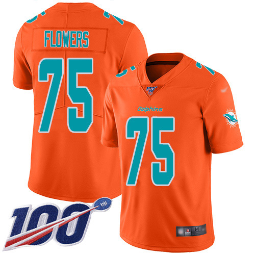 Miami Dolphins #75 Ereck Flowers Orange Men's Stitched Limited Inverted Legend 100th Season Jersey Men's cheap jerseys for sale - CheapJerseys.Shop