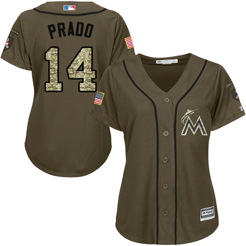 Miami Marlins #14 Martin Prado Green Salute to Service Women's Stitched Jersey Womens cheap jerseys for sale - CheapJerseys.Shop