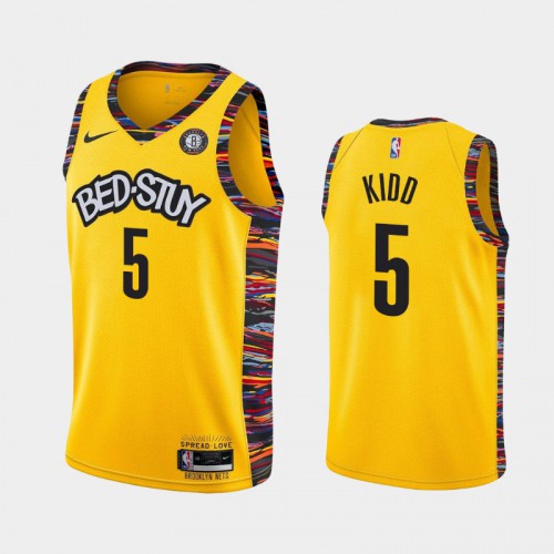 Brooklyn Brooklyn Nets #5 Jason Kidd Mens Yellow 2019-20 City Edition Jersey Mens cheap jerseys for sale - CheapJerseys.Shop