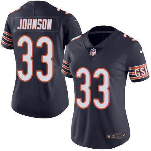 Chicago Bears #33 Jaylon Johnson Navy Blue Team Color Women's Stitched Vapor Untouchable Limited Jersey Womens cheap jerseys for sale - CheapJerseys.Shop
