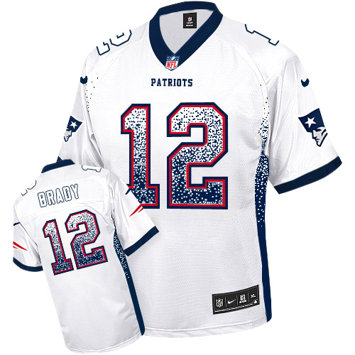 Patriots #12 Tom Brady White Men's Stitched Elite Drift Fashion Jersey cheap jerseys for sale - CheapJerseys.Shop