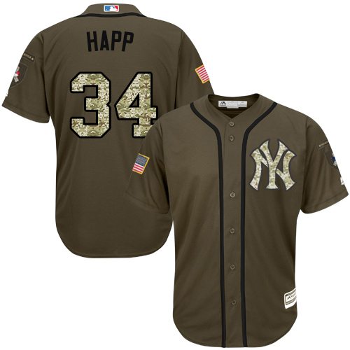New York Yankees #34 J.A. Happ Green Salute to Service Stitched Youth Jersey Youth cheap jerseys for sale - CheapJerseys.Shop