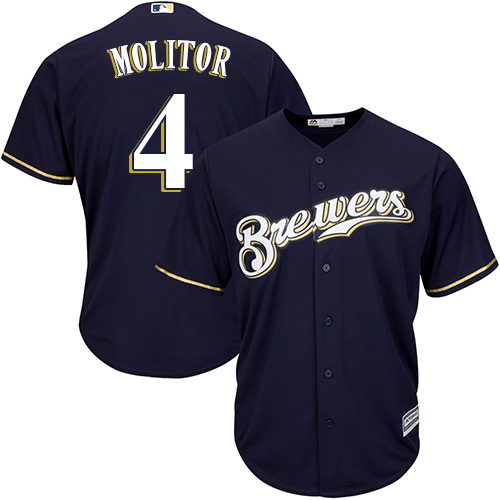 Milwaukee Brewers #4 Paul Molitor Navy blue Cool Base Stitched Youth Jersey Youth cheap jerseys for sale - CheapJerseys.Shop