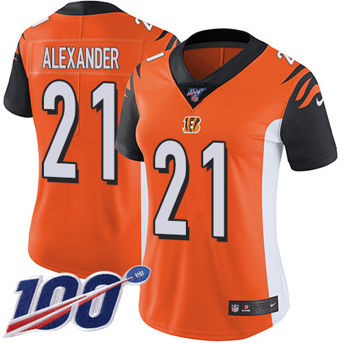 Cincinnati Bengals #21 Mackensie Alexander Orange Alternate Women's Stitched 100th Season Vapor Untouchable Limited Jersey Womens cheap jerseys for sale - CheapJerseys.Shop