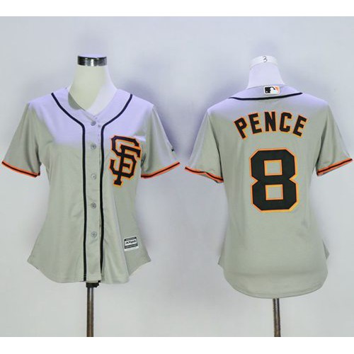 San Francisco Giants #8 Hunter Pence Grey Women's Road 2 Stitched Jersey Womens cheap jerseys for sale - CheapJerseys.Shop