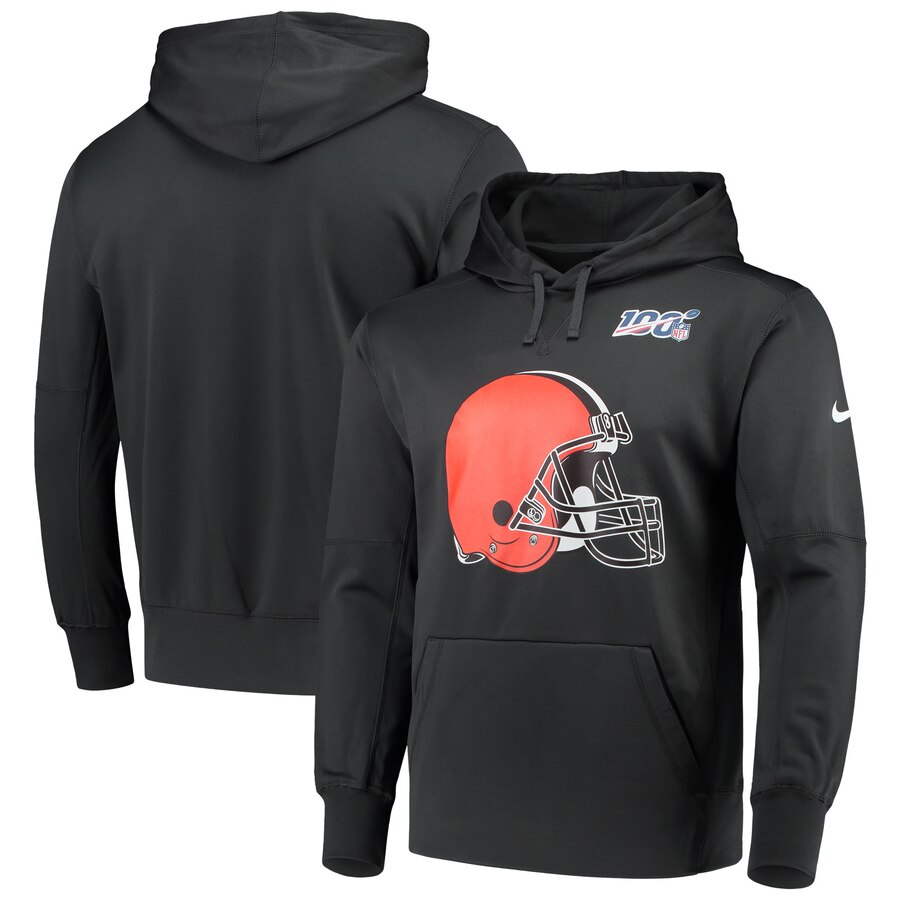 Cleveland Browns 100th Season Primary Logo Circuit Performance Pullover Hoodie Anthracite cheap jerseys for sale - CheapJerseys.Shop