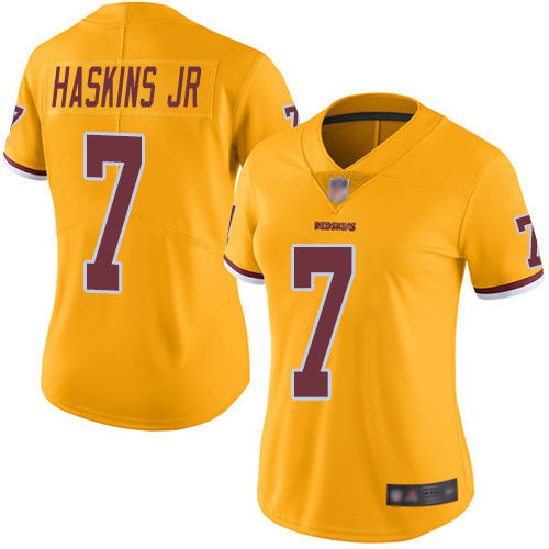 Washington Commanders #7 Dwayne Haskins Jr Gold Women's Stitched Limited Rush Jersey Womens cheap jerseys for sale - CheapJerseys.Shop