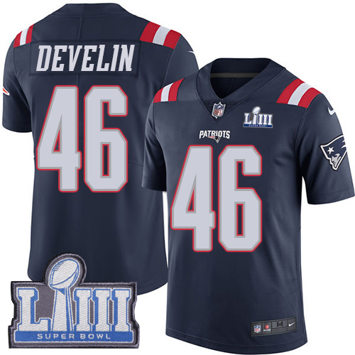 New England Patriots #46 James Develin Navy Blue Super Bowl LIII Bound Men's Stitched Limited Rush Jersey Men's cheap jerseys for sale - CheapJerseys.Shop