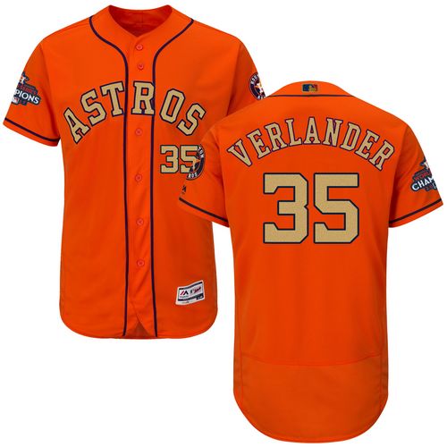 Houston Astros #35 Justin Verlander Orange FlexBase Authentic 2018 Gold Program Cool Base Stitched Jersey Men's cheap jerseys for sale - CheapJerseys.Shop