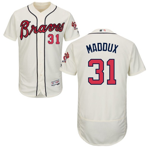 Atlanta Braves #31 Greg Maddux Cream Flexbase Authentic Collection Stitched Jersey Men's cheap jerseys for sale - CheapJerseys.Shop