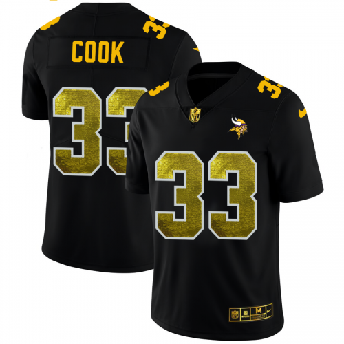 Minnesota Minnesota Vikings #33 Dalvin Cook Men's Black Golden Sequin Vapor Limited Jersey Men's cheap jerseys for sale - CheapJerseys.Shop