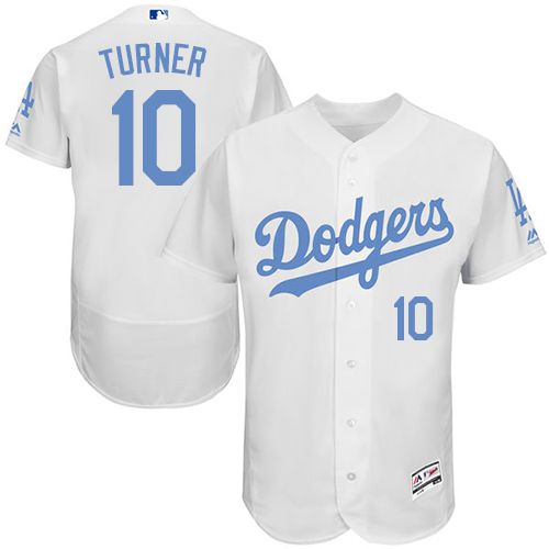 Los Angeles Dodgers #10 Justin Turner White Flexbase Authentic Collection Father's Day Stitched Jersey Men's cheap jerseys for sale - CheapJerseys.Shop