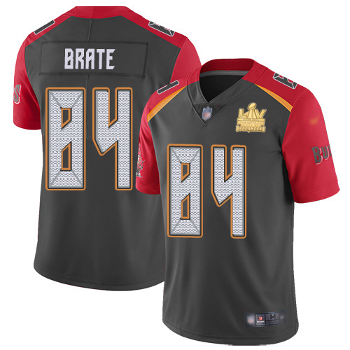 Tampa Bay Buccaneers #84 Cameron Brate Gray Men's Super Bowl LV Champions Patch Stitched Limited Inverted Legend Jersey Men's cheap jerseys for sale - CheapJerseys.Shop