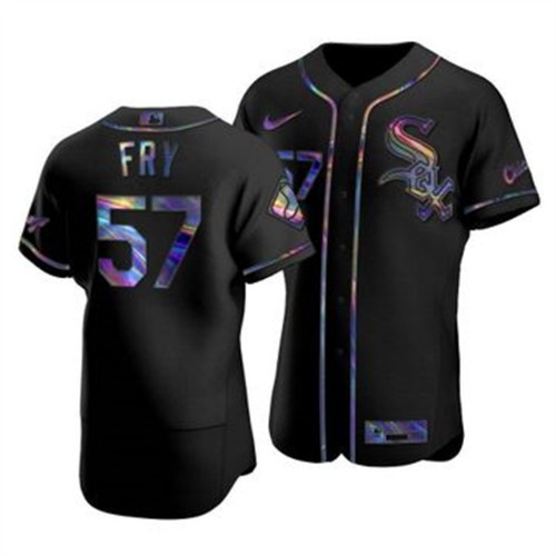 Chicago Chicago White Sox #57 Jace Fry Men's Iridescent Holographic Collection Jersey - Black Men's cheap jerseys for sale - CheapJerseys.Shop