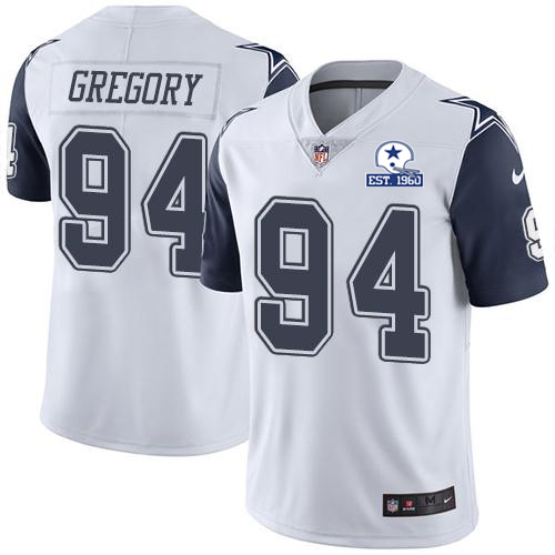 Dallas Cowboys #94 Randy Gregory White Men's Stitched With Established In 1960 Patch Limited Rush Jersey Men's cheap jerseys for sale - CheapJerseys.Shop