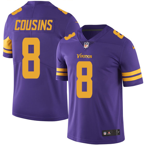 Vikings #8 Kirk Cousins Purple Youth Stitched Limited Rush Jersey cheap jerseys for sale - CheapJerseys.Shop