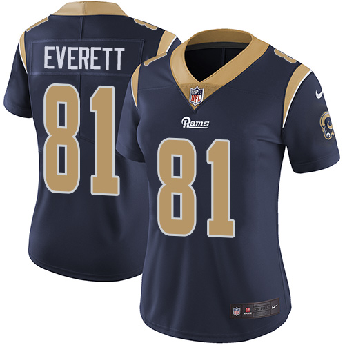 Los Angeles Rams #81 Gerald Everett Navy Blue Team Color Women's Stitched Vapor Untouchable Limited Jersey Womens cheap jerseys for sale - CheapJerseys.Shop