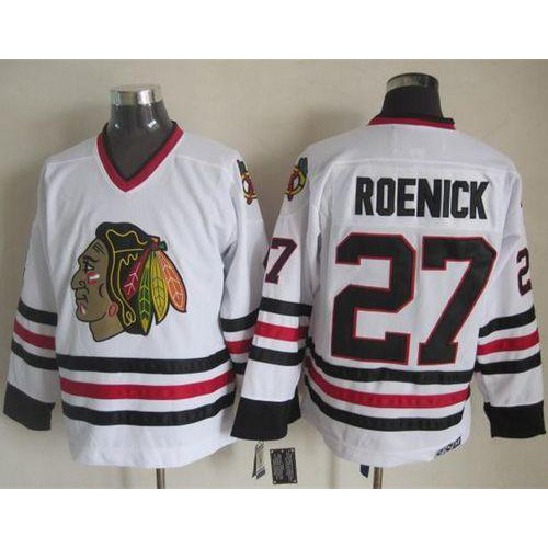 Chicago Blackhawks #27 Jeremy Roenick White CCM Throwback Stitched Jersey Men's cheap jerseys for sale - CheapJerseys.Shop