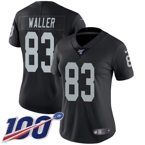 Raiders #83 Darren Waller Black Team Color Women's Stitched 100th Season Vapor Limited Jersey cheap jerseys for sale - CheapJerseys.Shop