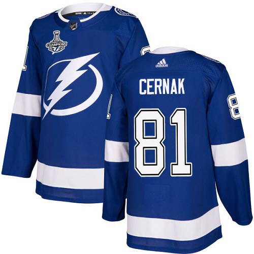 Tampa Bay Lightning #81 Erik Cernak Blue Home Authentic 2020 Stanley Cup Champions Stitched Jersey Men's cheap jerseys for sale - CheapJerseys.Shop