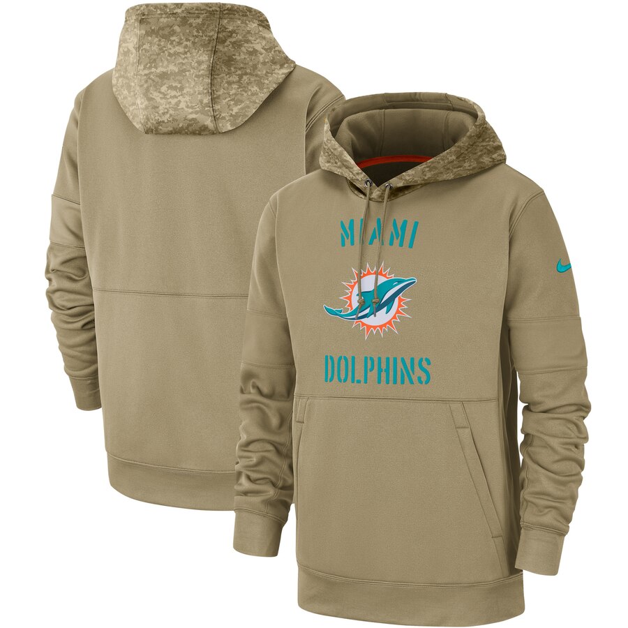 Men's Miami Dolphins Tan 2019 Salute To Service Sideline Therma Pullover Hoodie cheap jerseys for sale - CheapJerseys.Shop