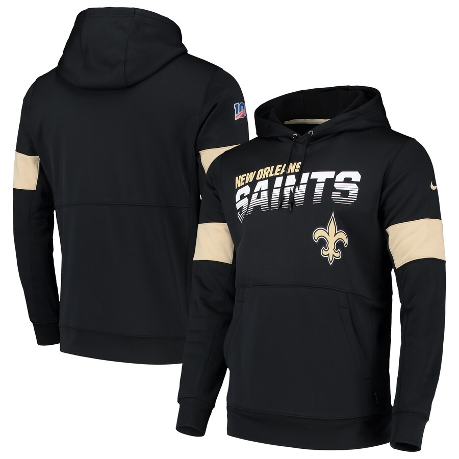 New Orleans Saints Sideline Team Logo Performance Pullover Hoodie Black cheap jerseys for sale - CheapJerseys.Shop