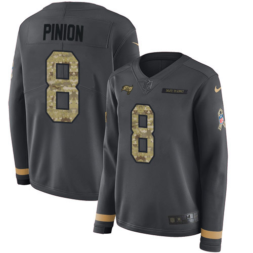 Tampa Bay Buccaneers #8 Bradley Pinion Anthracite Salute to Service Women's Stitched Limited Therma Long Sleeve Jersey Womens cheap jerseys for sale - CheapJerseys.Shop